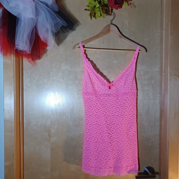 VICTORIA'S SECRET SEXY LITTLE THINGS VINTAGE Allover Pink Lace Gown Slip_Large - Picture 1 of 8